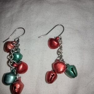 Festive Red and Green Bell Earrings